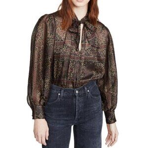 Frame Women's Burgundy and Green Blouse